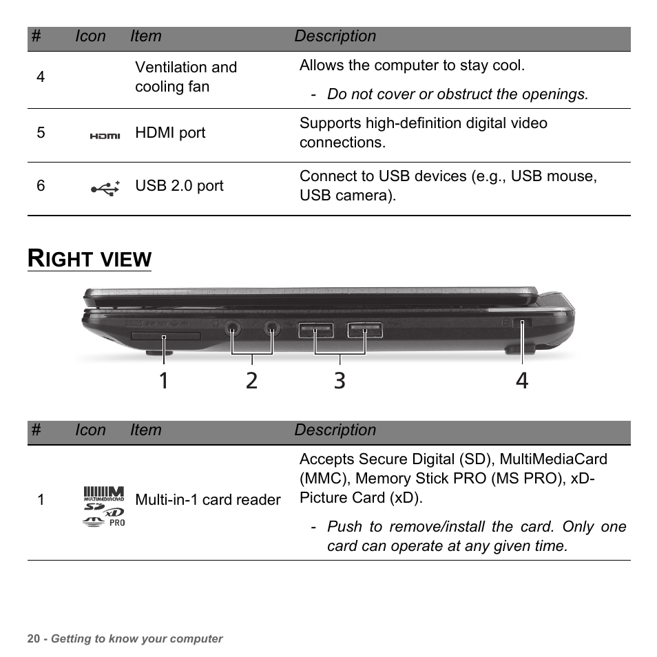 Right view, Ight, View | PACKARD BELL dot s series User Manual | Page 22 / 2279