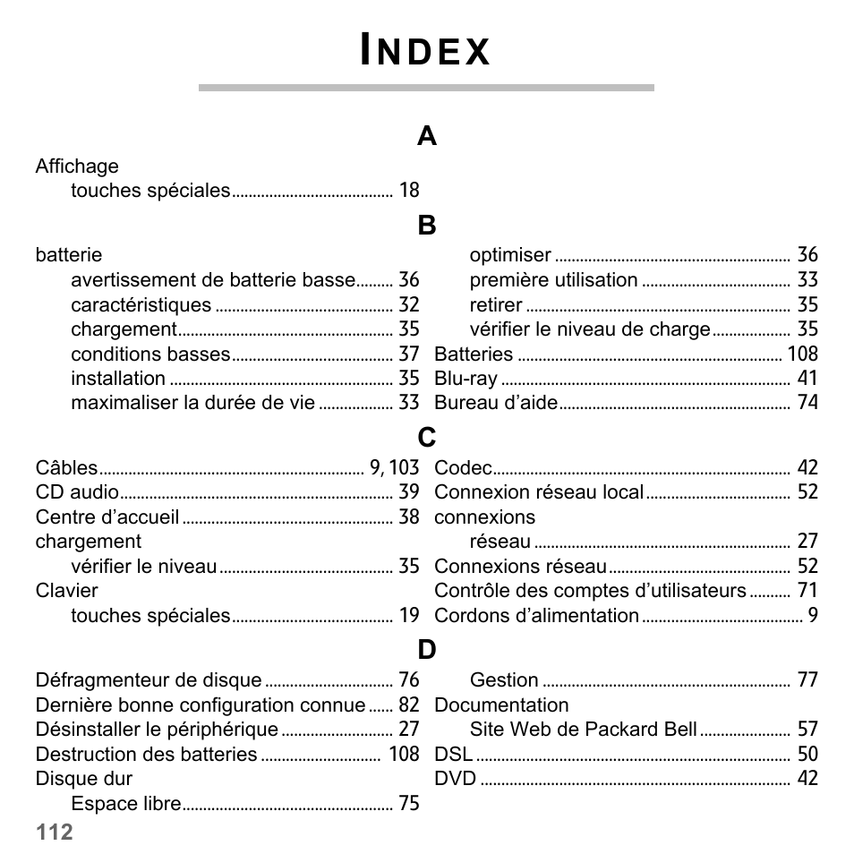 Index, N d e x | PACKARD BELL dot s series User Manual | Page 220 / 2279