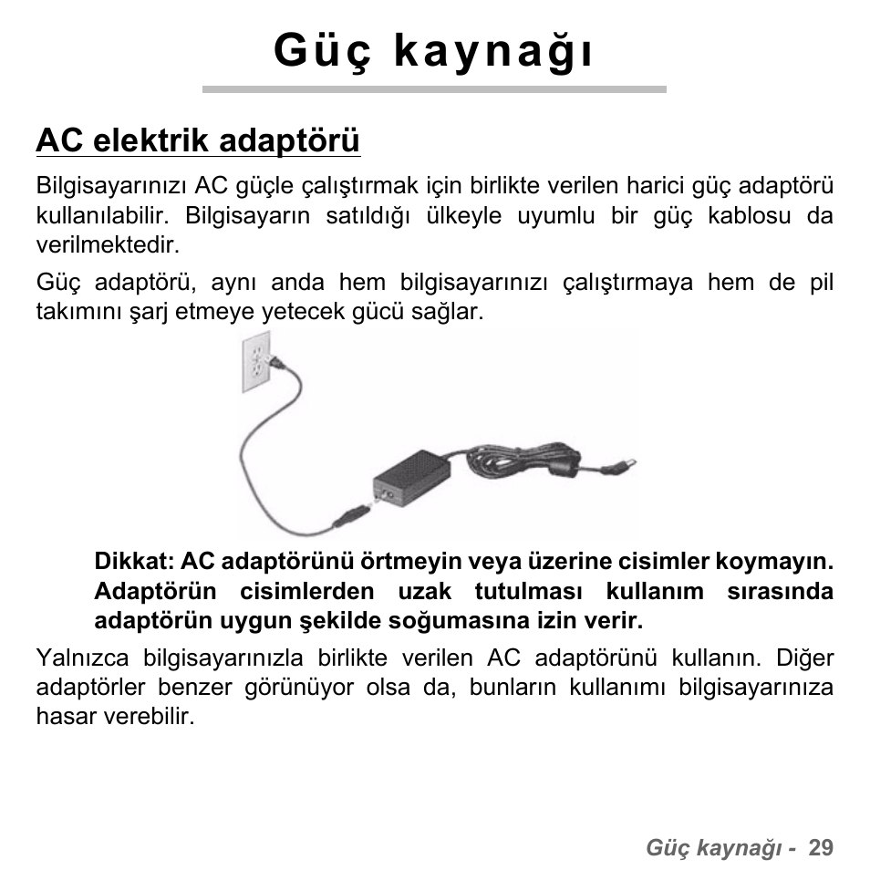 Güç kaynağı, Ac elektrik adaptörü | PACKARD BELL dot s series User Manual | Page 2201 / 2279