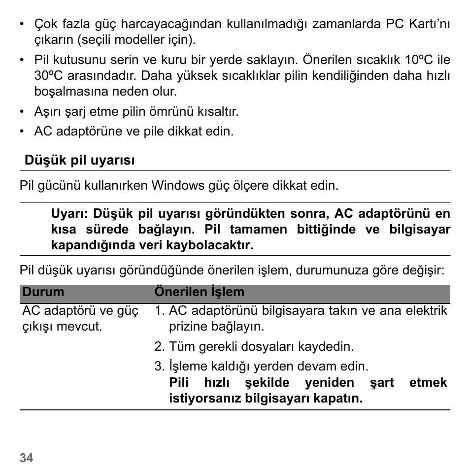 Düşük pil uyarısı | PACKARD BELL dot s series User Manual | Page 2206 / 2279