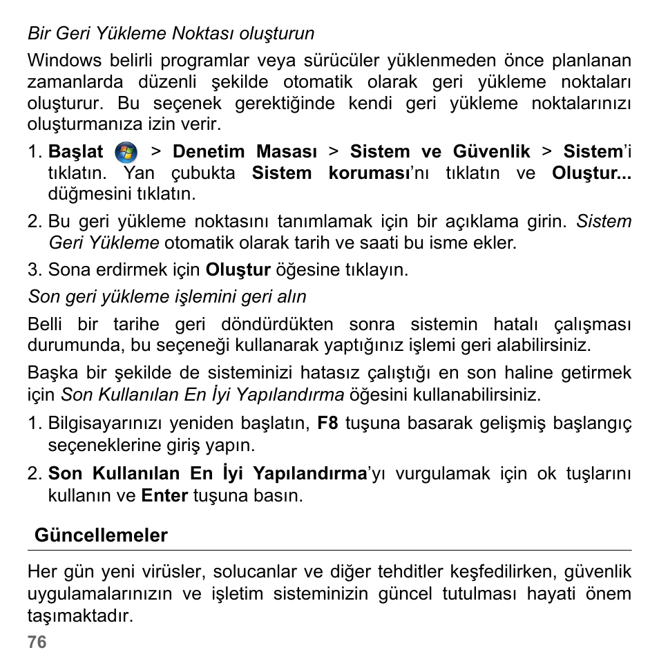 Güncellemeler | PACKARD BELL dot s series User Manual | Page 2248 / 2279