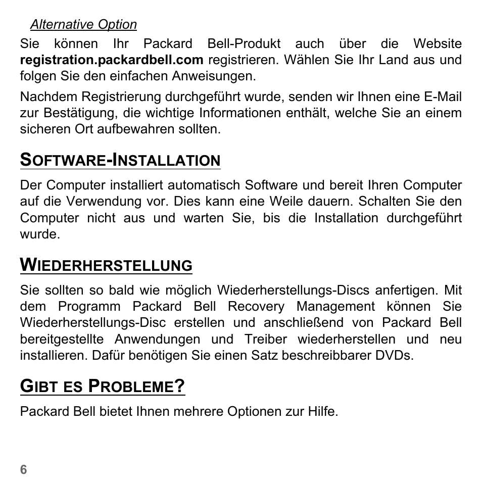 Software-installation, Wiederherstellung, Gibt es probleme | PACKARD BELL dot s series User Manual | Page 230 / 2279