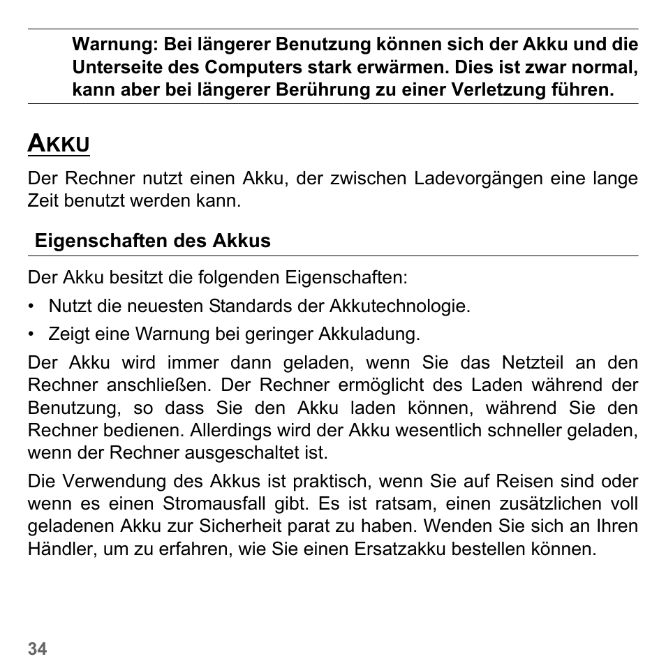 Akku, Eigenschaften des akkus | PACKARD BELL dot s series User Manual | Page 258 / 2279