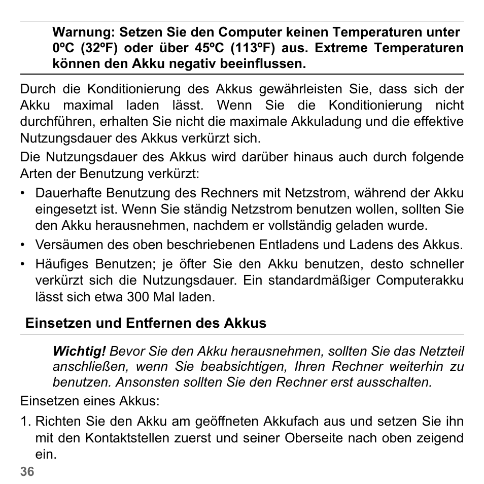 Einsetzen und entfernen des akkus | PACKARD BELL dot s series User Manual | Page 260 / 2279