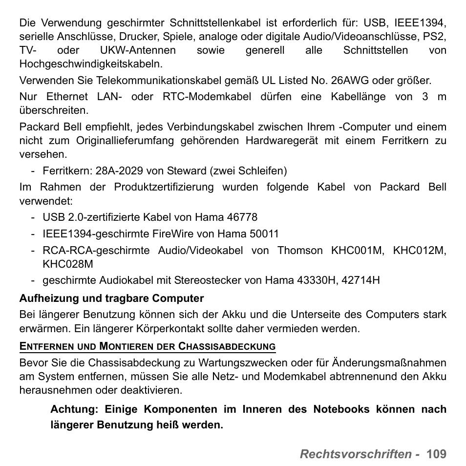 Rechtsvorschriften - 109 | PACKARD BELL dot s series User Manual | Page 333 / 2279