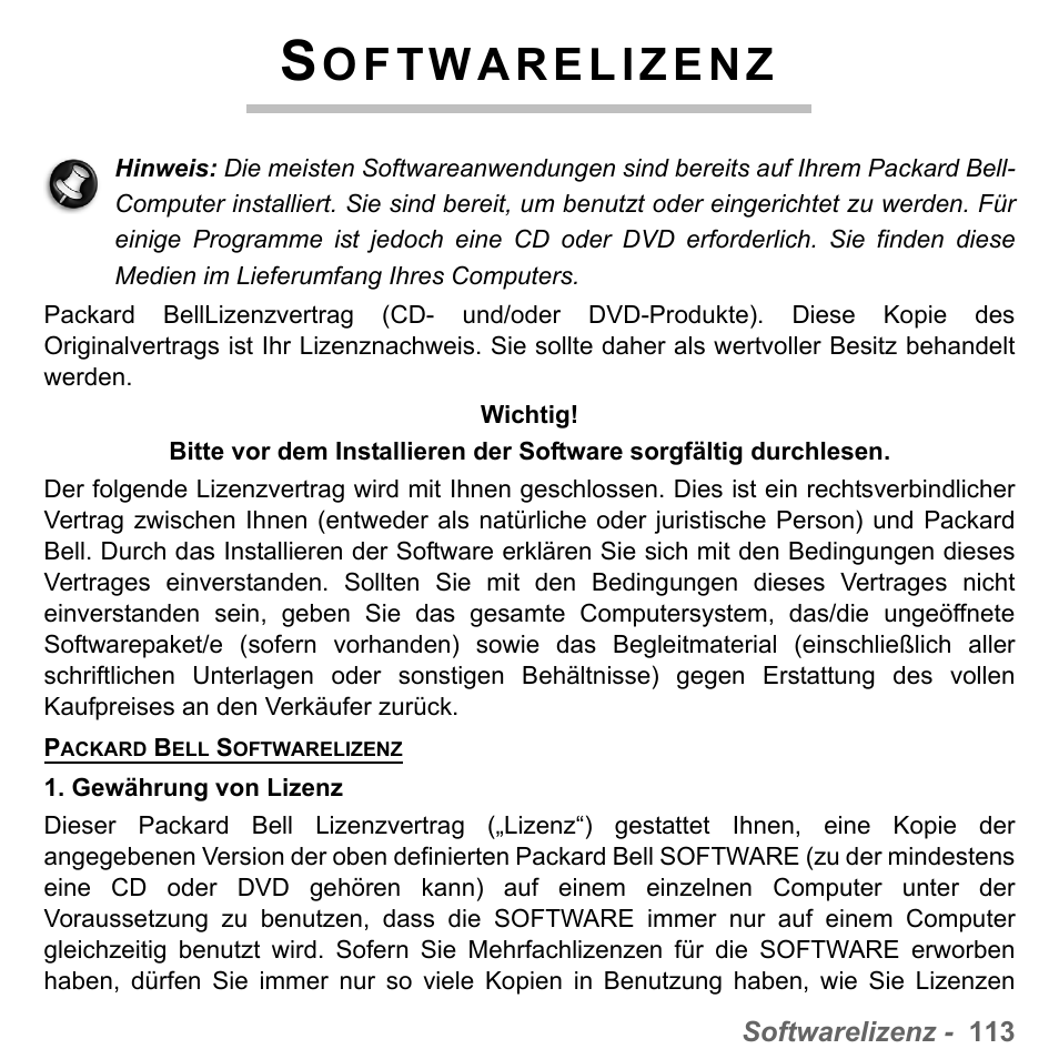 Softwarelizenz | PACKARD BELL dot s series User Manual | Page 337 / 2279