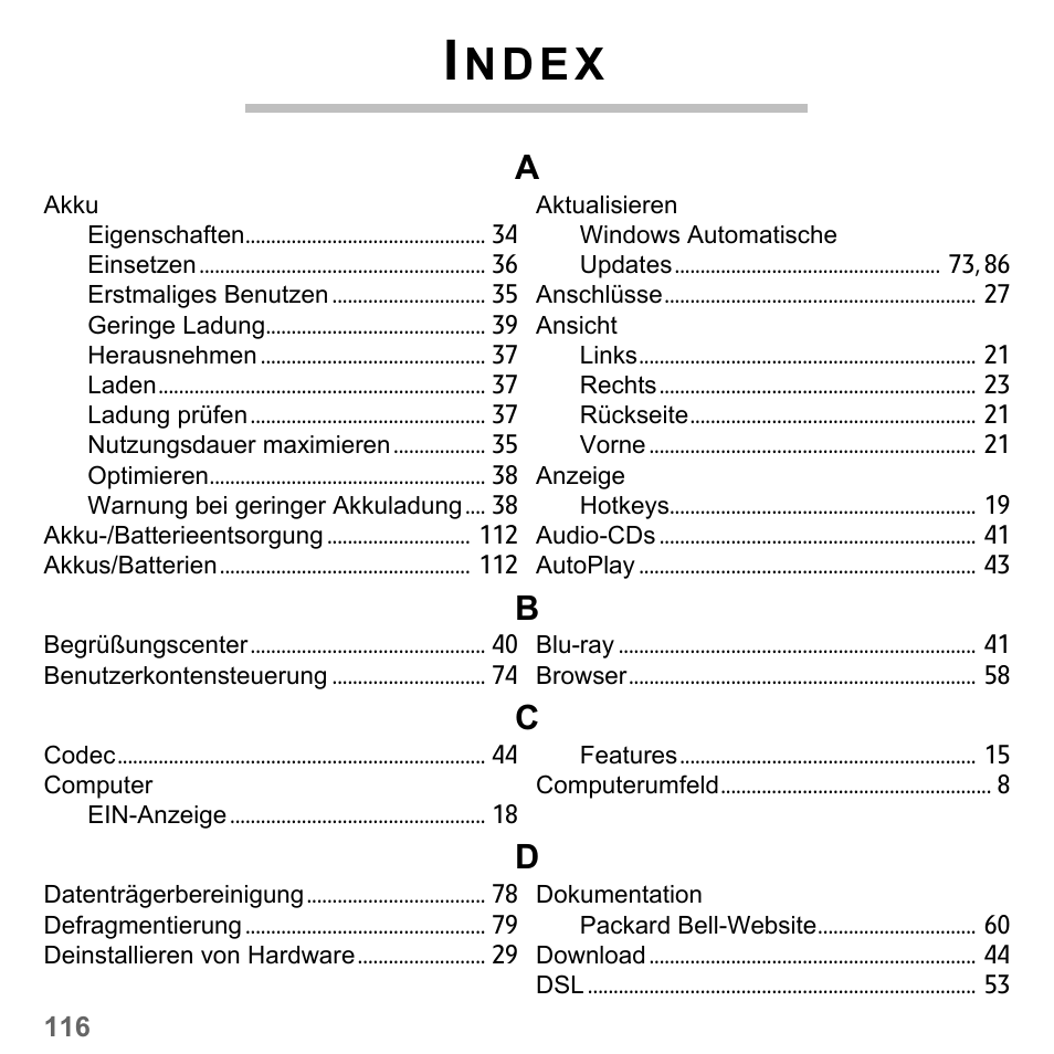 Index, N d e x | PACKARD BELL dot s series User Manual | Page 340 / 2279