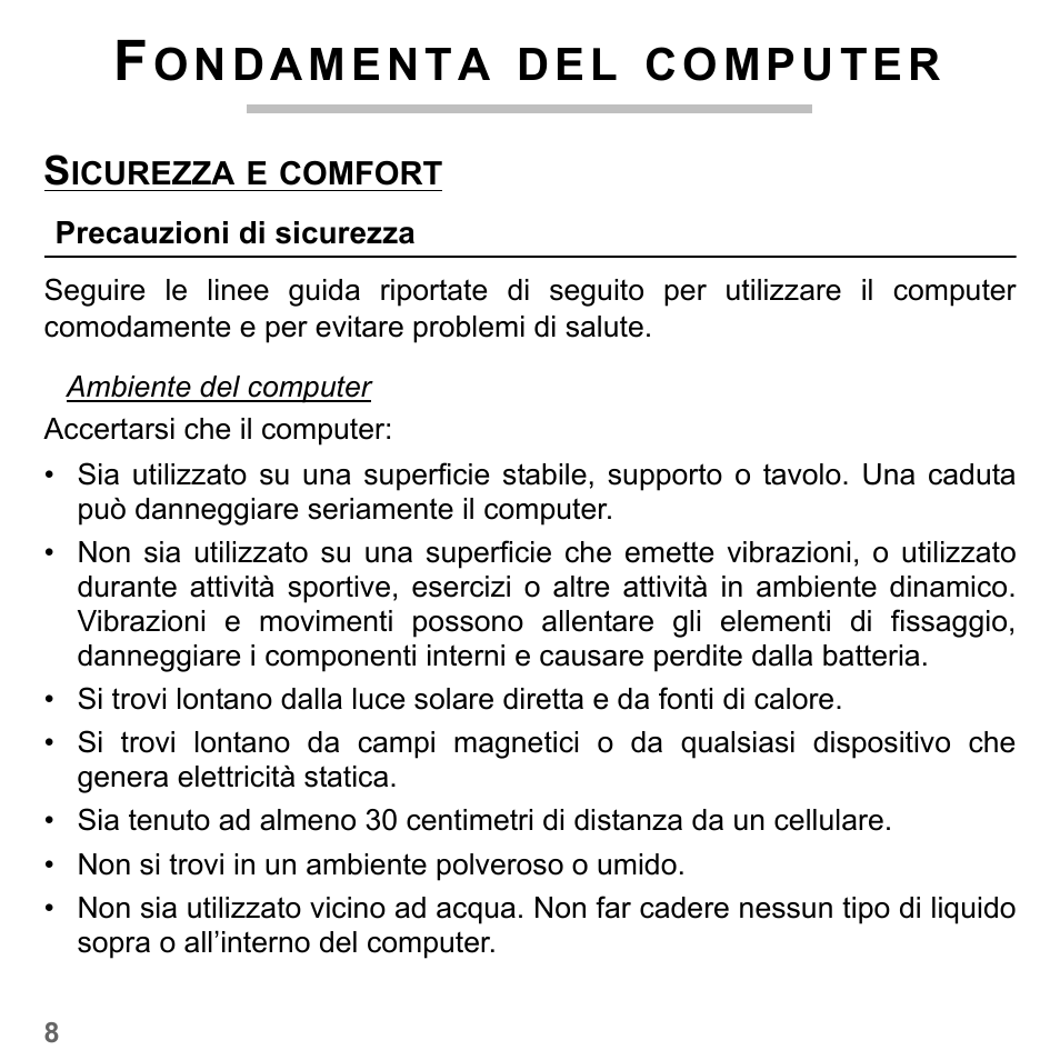 Fondamenta del computer, Sicurezza e comfort, Precauzioni di sicurezza | D e l | PACKARD BELL dot s series User Manual | Page 352 / 2279