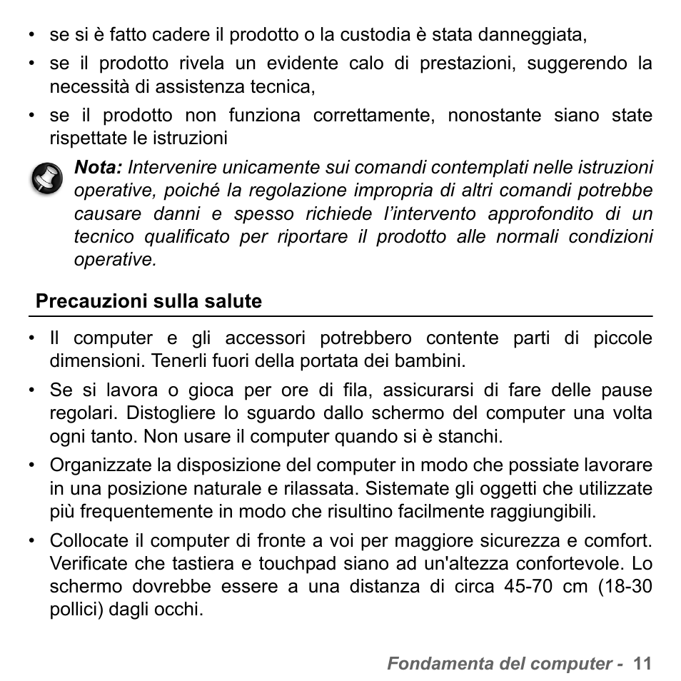 Precauzioni sulla salute | PACKARD BELL dot s series User Manual | Page 355 / 2279