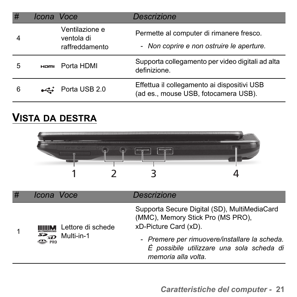 Vista da destra | PACKARD BELL dot s series User Manual | Page 365 / 2279