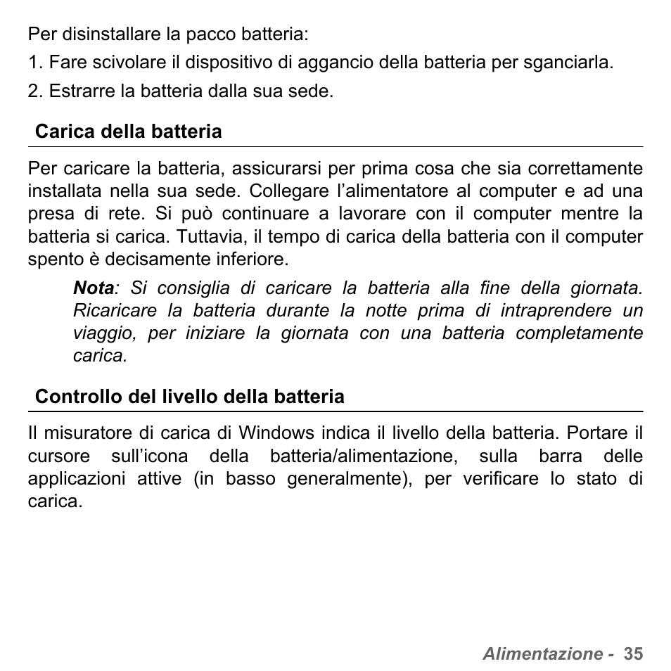 Carica della batteria, Controllo del livello della batteria | PACKARD BELL dot s series User Manual | Page 379 / 2279