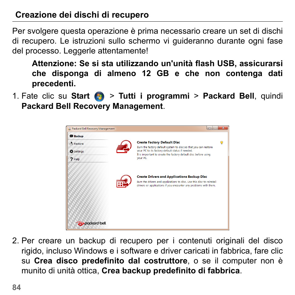 Creazione dei dischi di recupero | PACKARD BELL dot s series User Manual | Page 428 / 2279