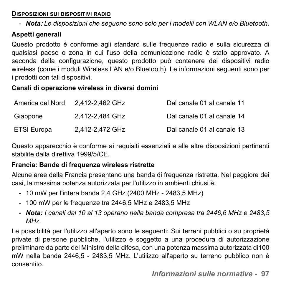 Informazioni sulle normative - 97 | PACKARD BELL dot s series User Manual | Page 441 / 2279