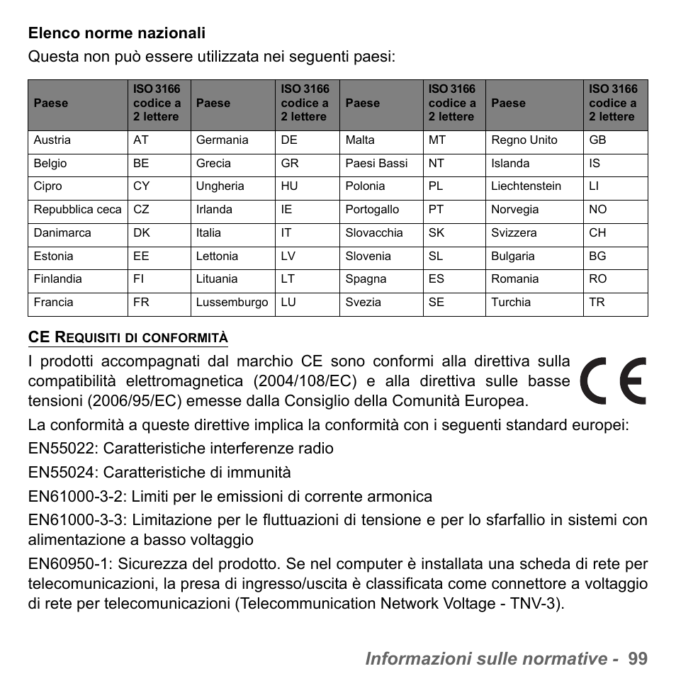 Informazioni sulle normative - 99 | PACKARD BELL dot s series User Manual | Page 443 / 2279