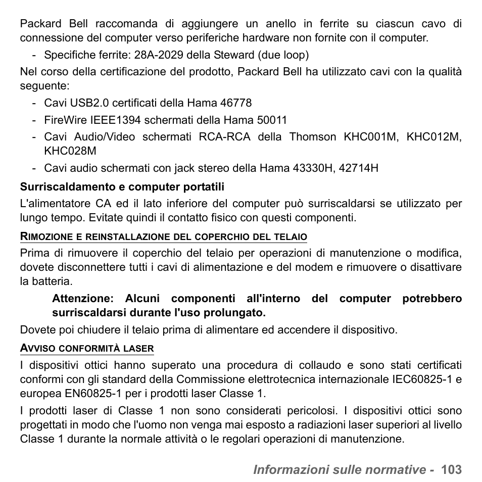 Informazioni sulle normative - 103 | PACKARD BELL dot s series User Manual | Page 447 / 2279