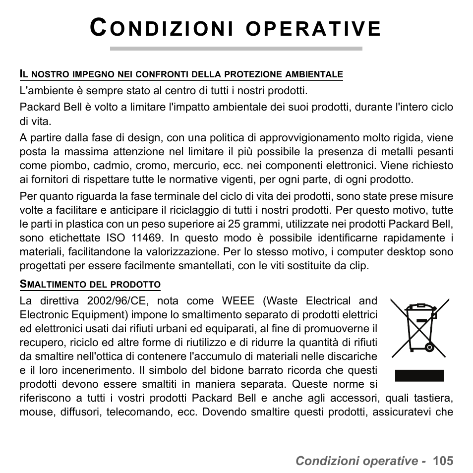 Condizioni operative | PACKARD BELL dot s series User Manual | Page 449 / 2279