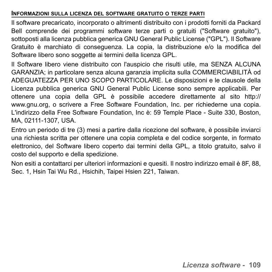 Licenza software - 109 | PACKARD BELL dot s series User Manual | Page 453 / 2279