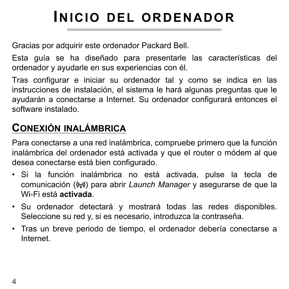 Inicio del ordenador, Conexión inalámbrica, D e l | PACKARD BELL dot s series User Manual | Page 462 / 2279