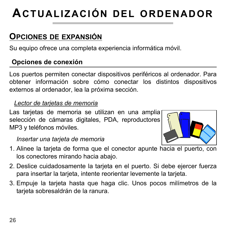 Actualización del ordenador, Opciones de expansión, Opciones de conexión | D e l | PACKARD BELL dot s series User Manual | Page 484 / 2279