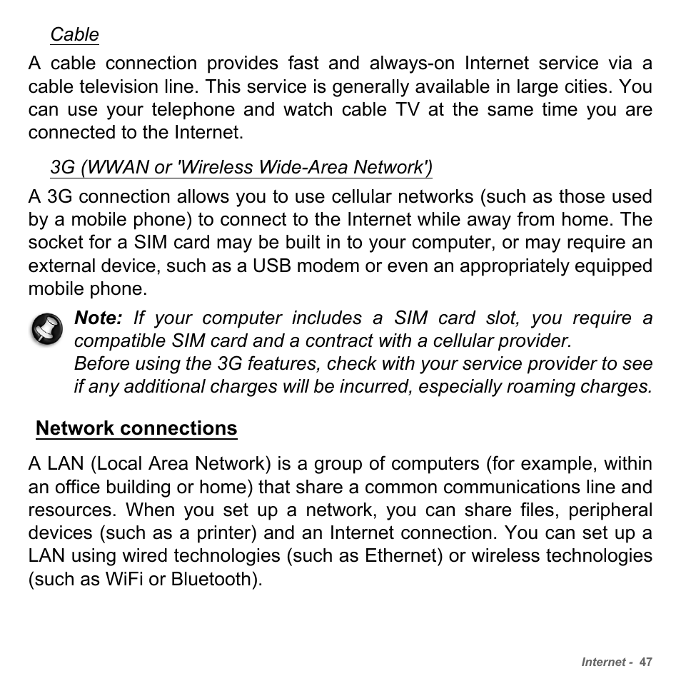 Network connections | PACKARD BELL dot s series User Manual | Page 49 / 2279