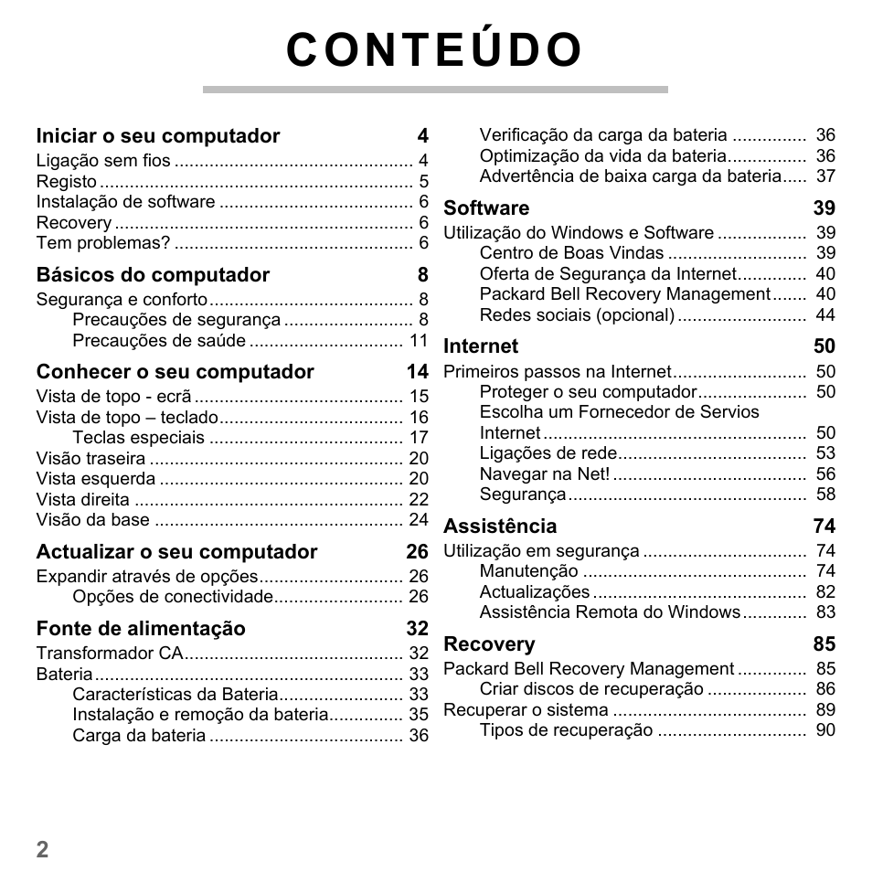 Conteúdo | PACKARD BELL dot s series User Manual | Page 576 / 2279