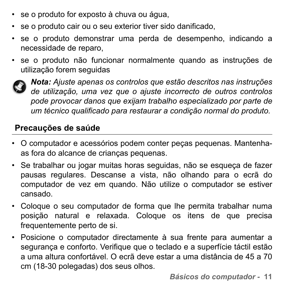 Precauções de saúde | PACKARD BELL dot s series User Manual | Page 585 / 2279