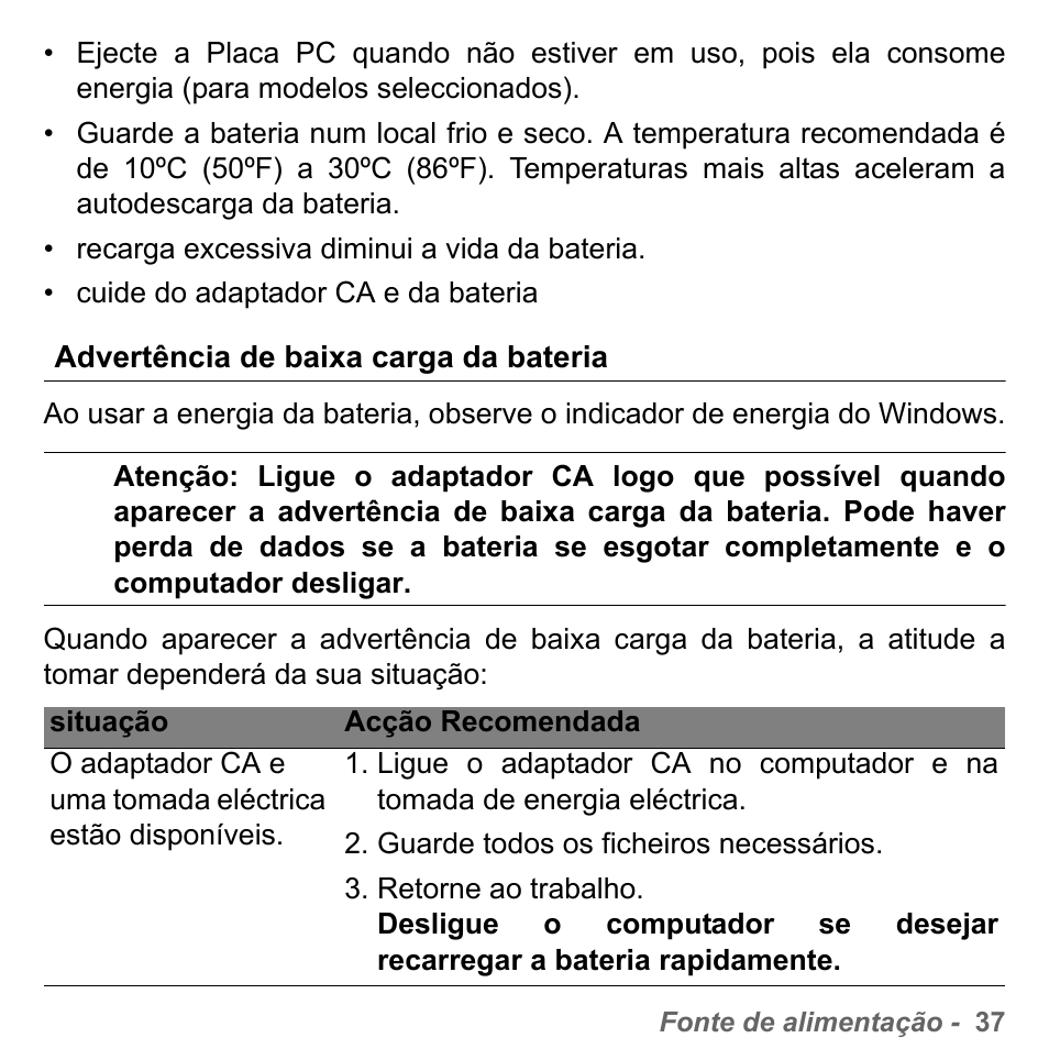 Advertência de baixa carga da bateria | PACKARD BELL dot s series User Manual | Page 611 / 2279