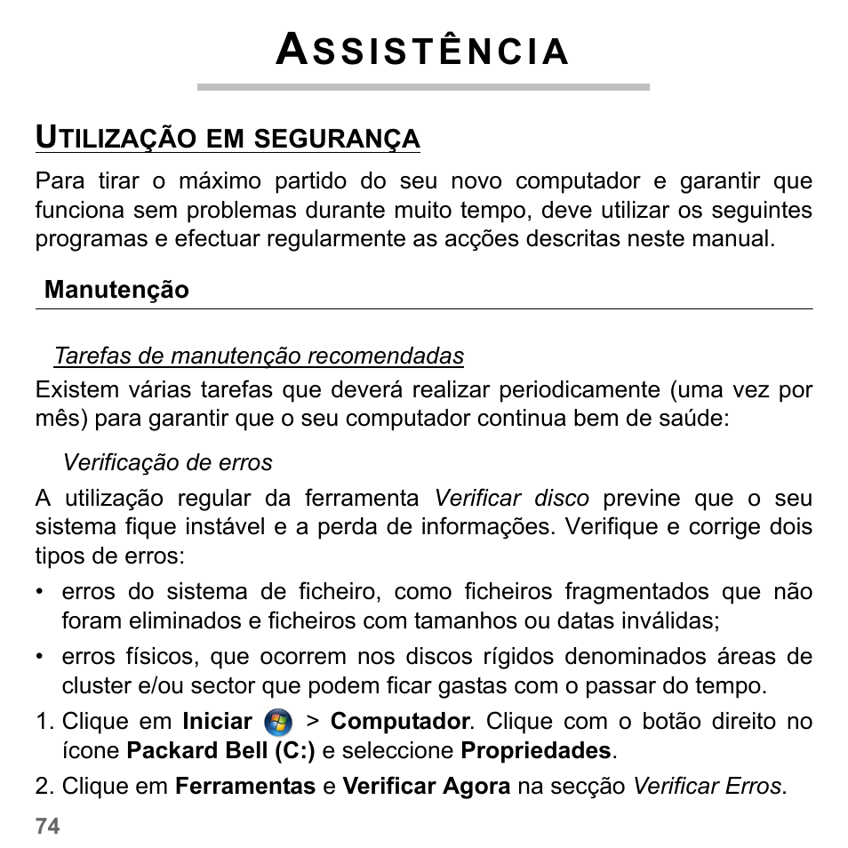 Assistência, Utilização em segurança, Manutenção | PACKARD BELL dot s series User Manual | Page 648 / 2279