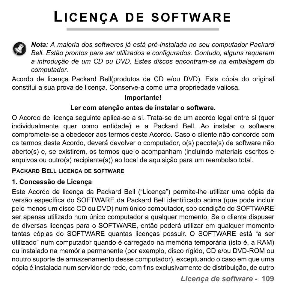 Licença de software | PACKARD BELL dot s series User Manual | Page 683 / 2279