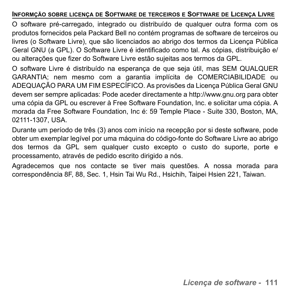 Licença de software - 111 | PACKARD BELL dot s series User Manual | Page 685 / 2279