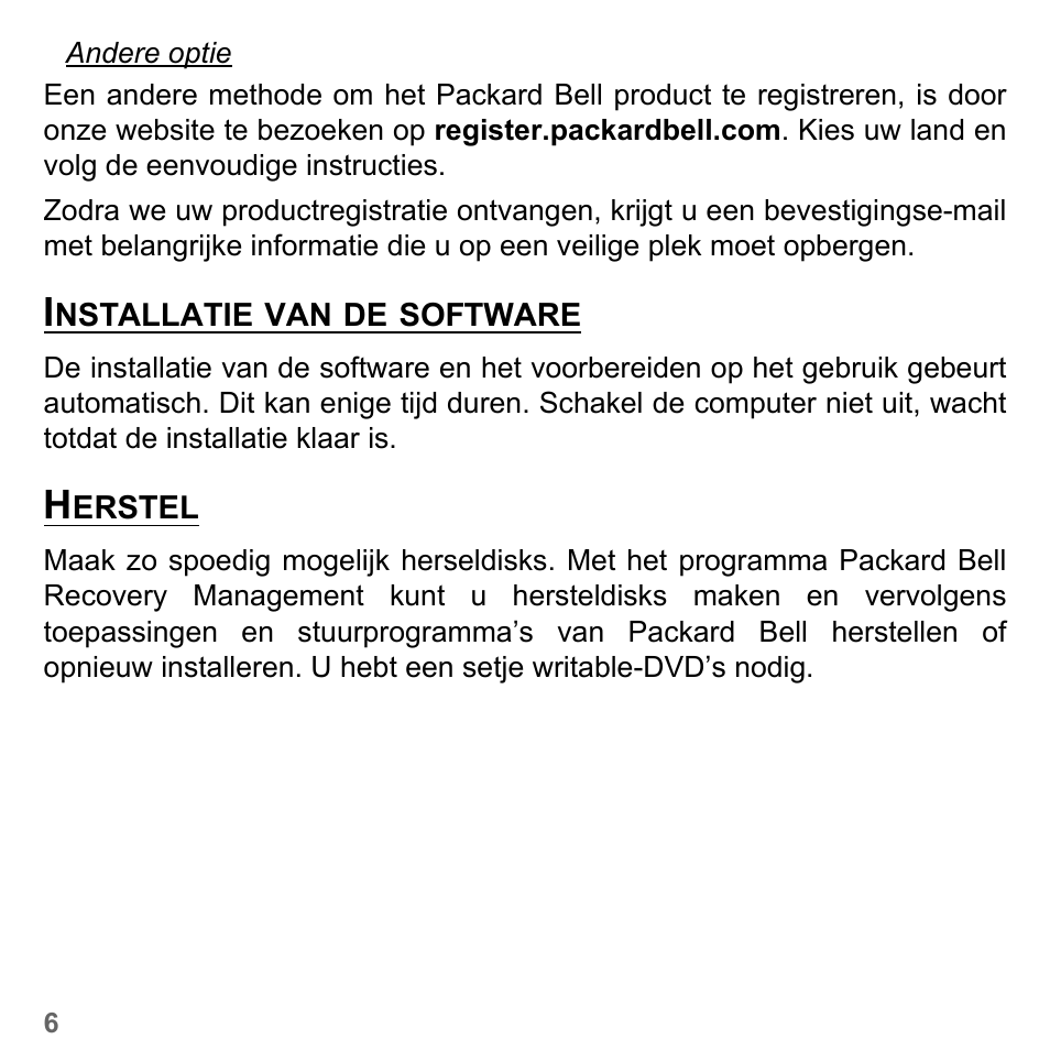 Installatie van de software, Herstel, Installatie van de software herstel | PACKARD BELL dot s series User Manual | Page 696 / 2279