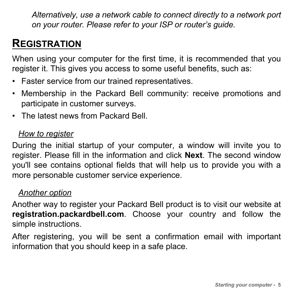 Registration | PACKARD BELL dot s series User Manual | Page 7 / 2279
