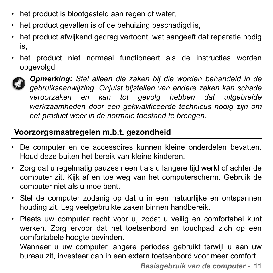 Voorzorgsmaatregelen m.b.t. gezondheid | PACKARD BELL dot s series User Manual | Page 701 / 2279