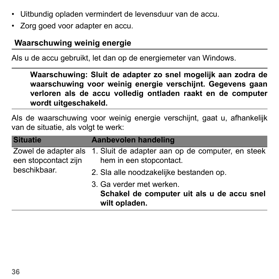 Waarschuwing weinig energie | PACKARD BELL dot s series User Manual | Page 726 / 2279