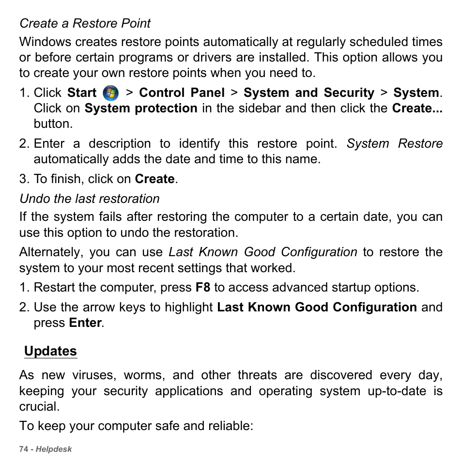Updates | PACKARD BELL dot s series User Manual | Page 76 / 2279