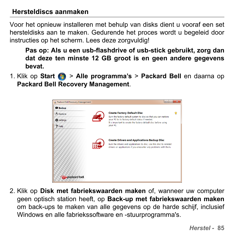 Hersteldiscs aanmaken | PACKARD BELL dot s series User Manual | Page 775 / 2279