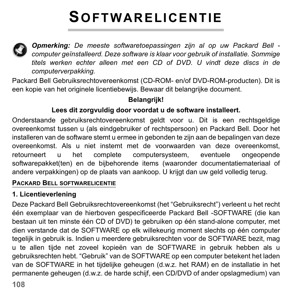 Softwarelicentie | PACKARD BELL dot s series User Manual | Page 798 / 2279
