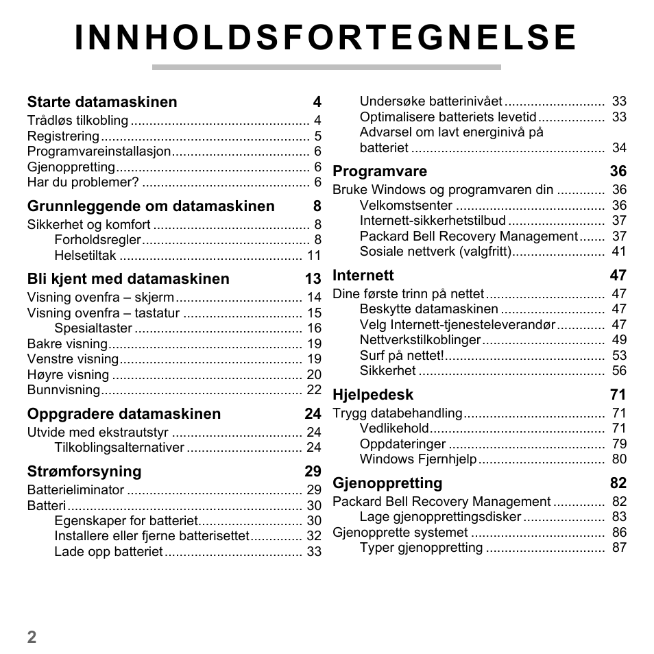 Innholdsfortegnelse | PACKARD BELL dot s series User Manual | Page 806 / 2279