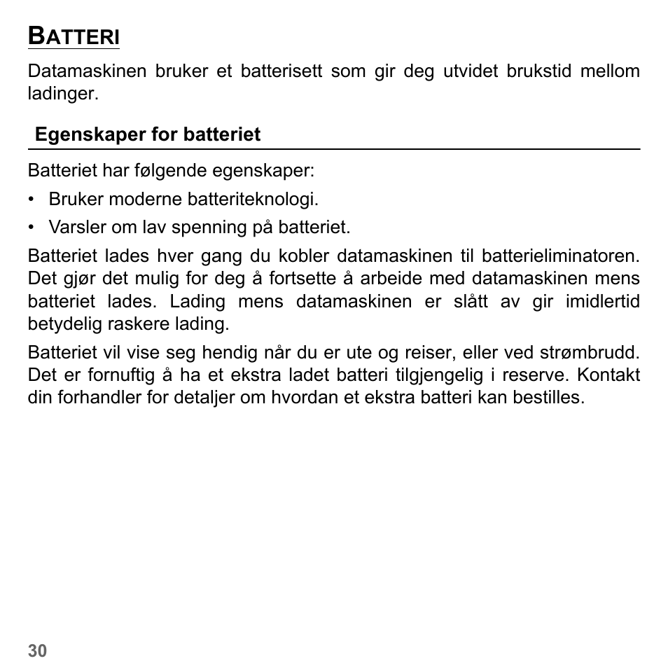 Batteri, Egenskaper for batteriet | PACKARD BELL dot s series User Manual | Page 834 / 2279