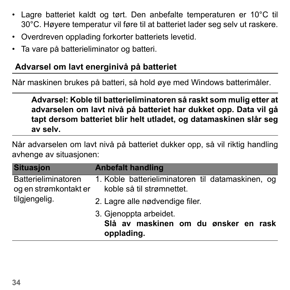 Advarsel om lavt energinivå på batteriet | PACKARD BELL dot s series User Manual | Page 838 / 2279