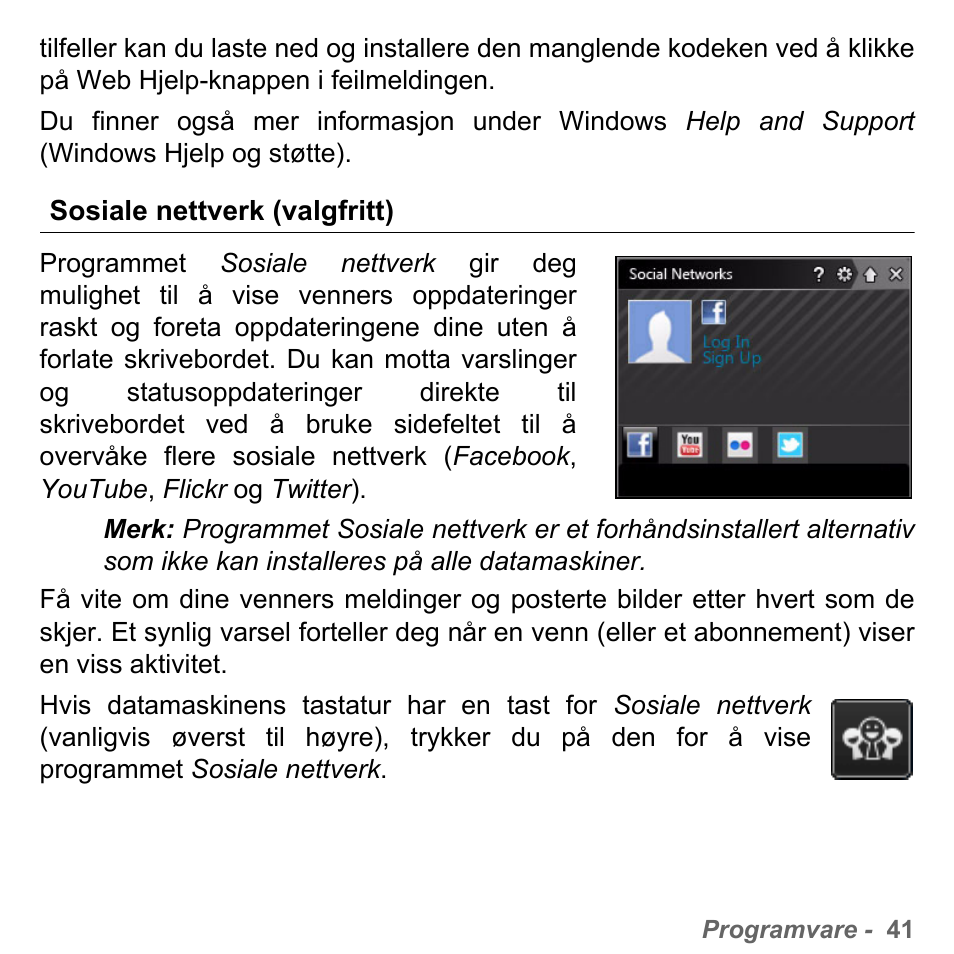 Sosiale nettverk (valgfritt) | PACKARD BELL dot s series User Manual | Page 845 / 2279