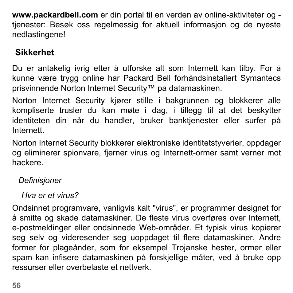 Sikkerhet | PACKARD BELL dot s series User Manual | Page 860 / 2279