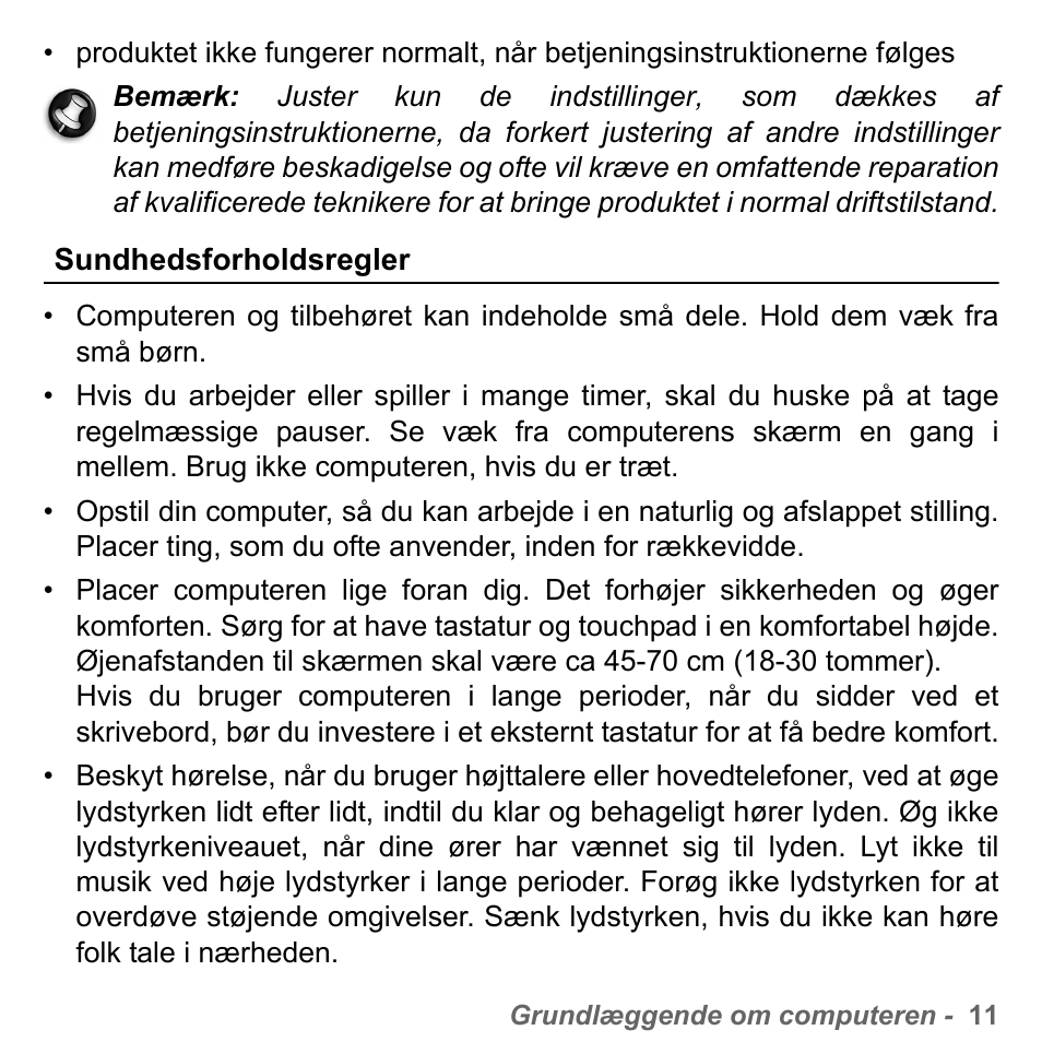 Sundhedsforholdsregler | PACKARD BELL dot s series User Manual | Page 925 / 2279