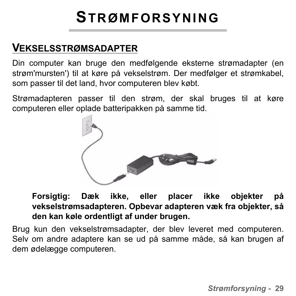 Strømforsyning, Vekselsstrømsadapter | PACKARD BELL dot s series User Manual | Page 943 / 2279