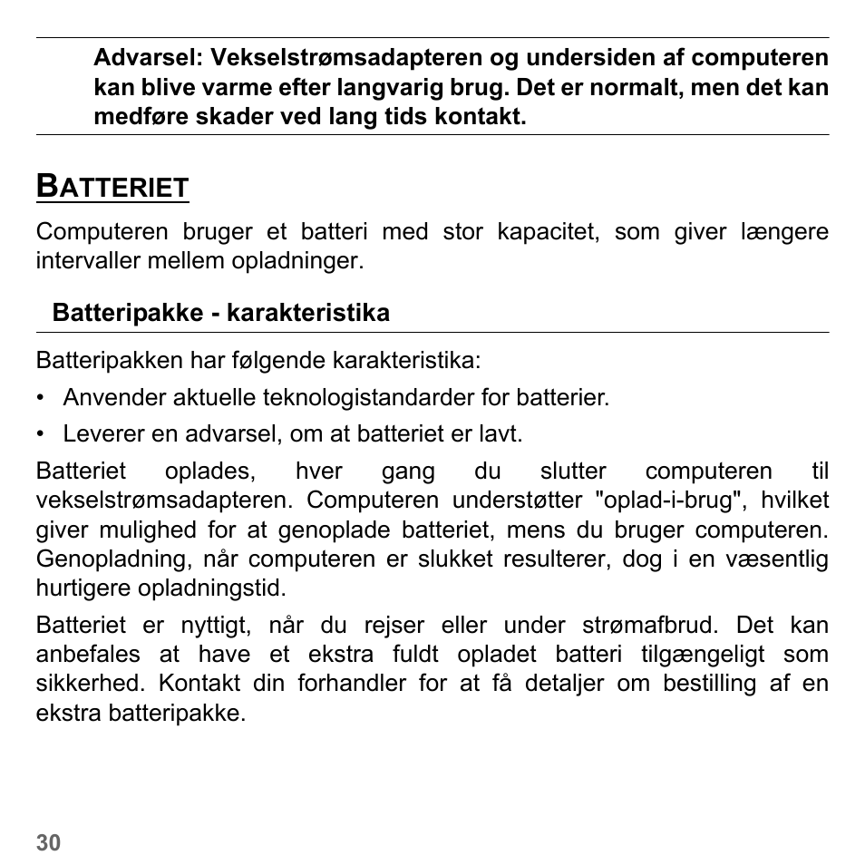 Batteriet, Batteripakke - karakteristika | PACKARD BELL dot s series User Manual | Page 944 / 2279