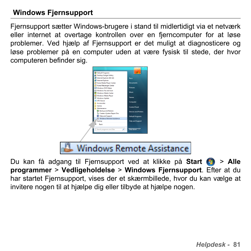 Windows fjernsupport | PACKARD BELL dot s series User Manual | Page 995 / 2279