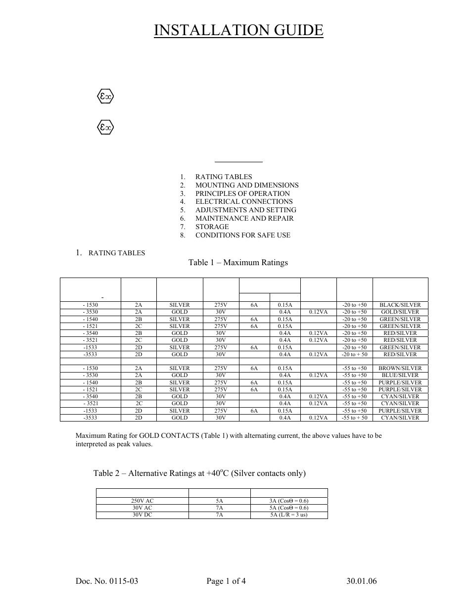 Fire Fighting Enterprises Vibration Switch: Explosion Proof User Manual | 4 pages