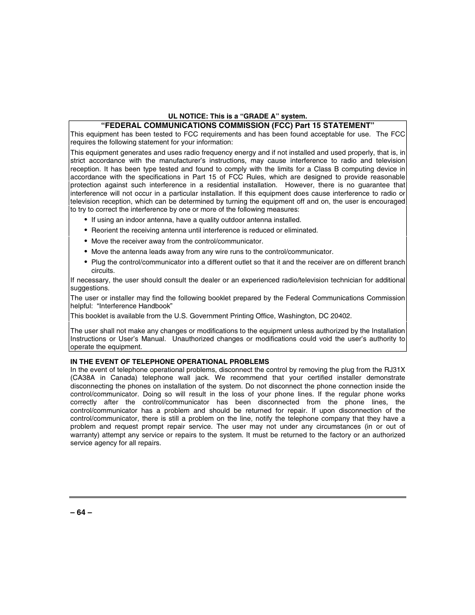 FIREPOWER Vista 32-128FB User Manual | Page 64 / 72