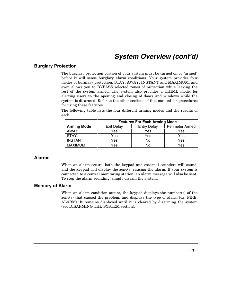 System overview (cont’d) | FIREPOWER Vista 32-128FB User Manual | Page 7 / 72