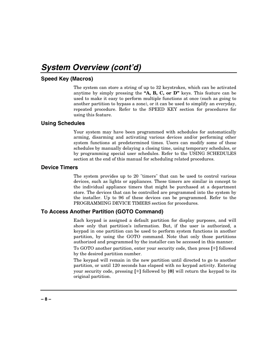 System overview (cont’d) | FIREPOWER Vista 32-128FB User Manual | Page 8 / 72